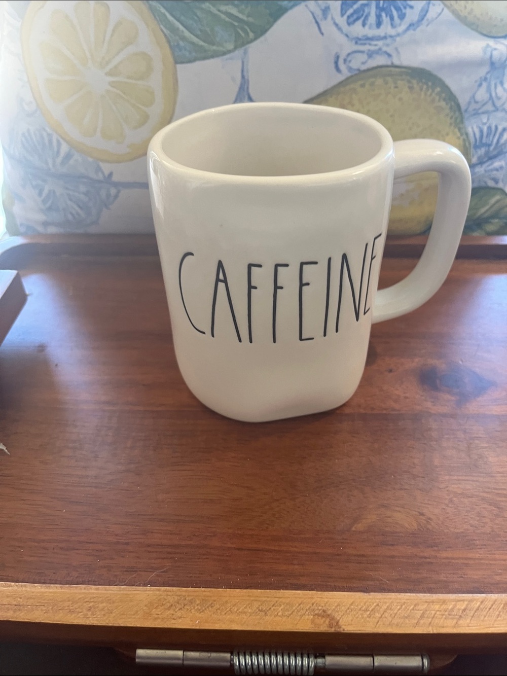 Rae Dunn White Ceramic Mug with 'CAFFEINE' Lettering